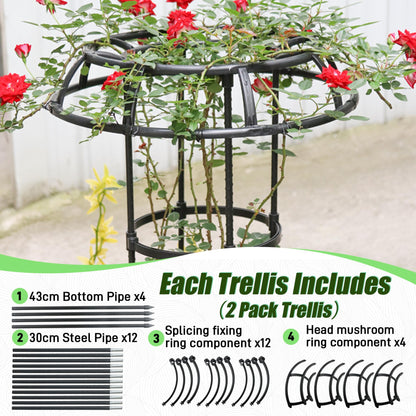 Quibbay Garden Trellis for Climbing Plants Outdoor, 53 Inch Mushroom Top Trellis for Climbing Plants, Metal Plant Flower Trellises for Vine Grape Vegetable Cucumber Tomato Trellis, 1 Pack