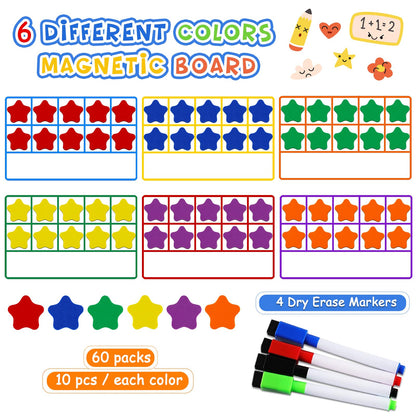 LOOIKOOS Magnetic Ten-Frame Set,Math Manipulative Games for Kids Number Counting Games,Montessori Educational Toy for Kindergarten Preschool 3 4 5 Year Old