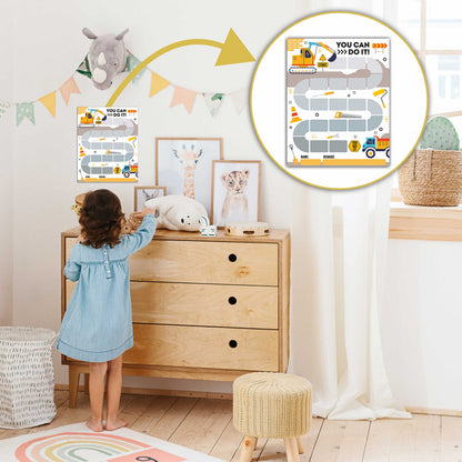 10 Construction Reward Chart with 216 Round Stickers, Incentive Behavior Chart for Kids at Home Classroom, Kids Routine Daily Chore Sticker Chart-A07