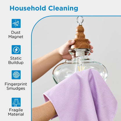 Tekswip Microfiber Glass Cleaning Cloth 6 Pack, 15.5x15.5 Inch Magic Cleaning Rags, Lint Free Streak Free Reusable Towels for Windows, Mirrors, Cars, Screens, Kitchen and Stainless Steel Surface