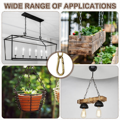 uxcell 7ft Lighting Hanging Chain, 2.4mm/0.09" Looping Metal Pendant Chandelier Chain Extension with 2 Spring Snap Hook for Hanging Plant Pendant Chandelier Light Fixture, Light Copper
