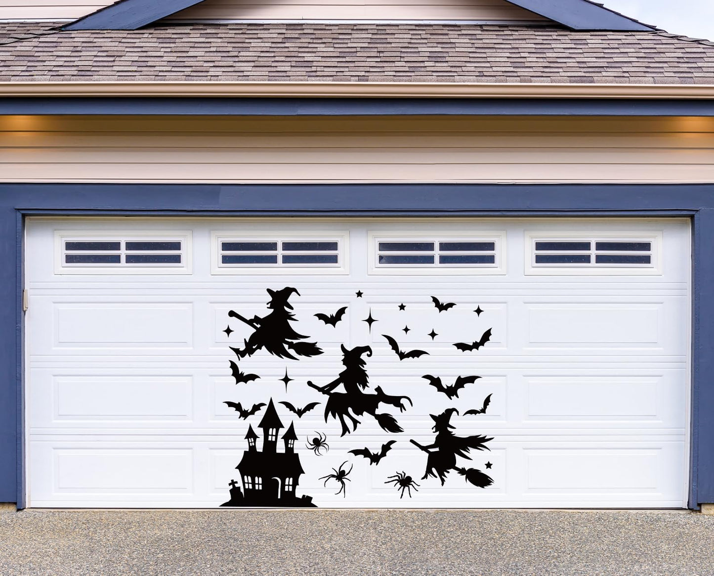 JarThenaAMCS 31Pcs Halloween Garage Decoration Magnet Stickers Black Witch Bat Spider Castle Star Refrigerator Decals for Party Home Door Car Dishwasher Decor