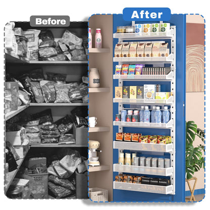 coobest 8-Tier Over the door Spice Rack Organizer, Large Heavy Duty Metal Wall Mount or Over The Door, 2 in 1 Rust-Proof Hanging Storage Shelf for Kitchen Pantry, Bathroom, Laundry Room, Closet