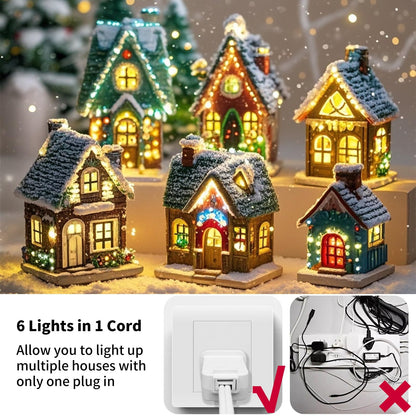 NEWKAZ 6-Bulb Light Cord for Christmas Village, C7 LED, White, Model e6fd2536-5358-445c-bfc8-082709979816