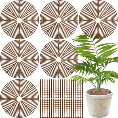 Srmayyi 11.8 Inch Plant Pot Grid,6 Pack Plant Pot Soil Covers Protectors with 48 Stakes,Cat Pet Digging Stopper for Indoor Outdoor