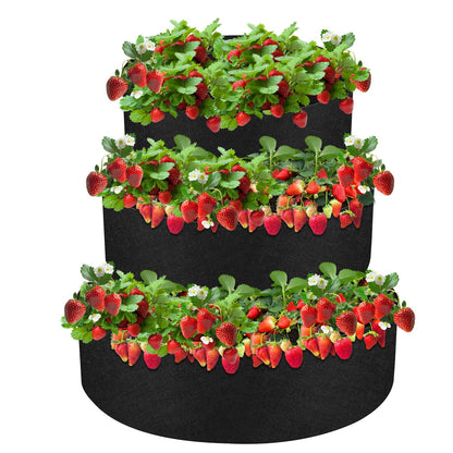 Sibosen 3 Tiered Fabric Strawberry Planter Strawberry Pyramid Planter for Outdoor Growing Vegetables Herb Plant（48 36 24 Inch ）