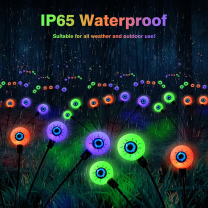 Floating Scary Eyeballs Solar Garden Lights for Halloween Decorations Outdoor, Swaying Firefly with 2PACKS 12LED Magic Eyeballs Halloween Ghost Lights,Solar Eyeballs Path Lights for Lawn/Ghost Decor