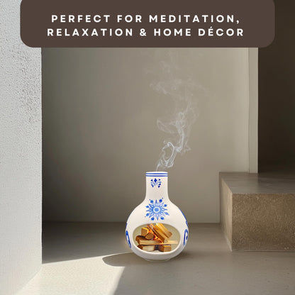 Ceramic Incense Holder – Palo Santo Burner for Sticks, Cones & More – Ash Catcher for Meditation, Altar, and Home Decor (Crystalhush)