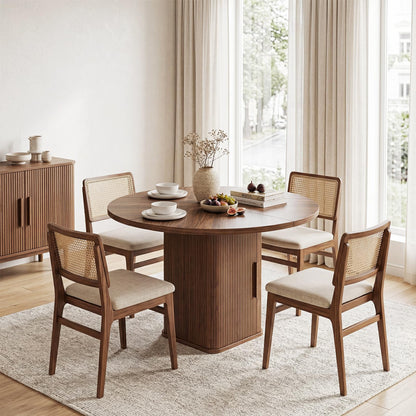 EVLIQIUL Fluted Round Dining Table for 4-6 Person