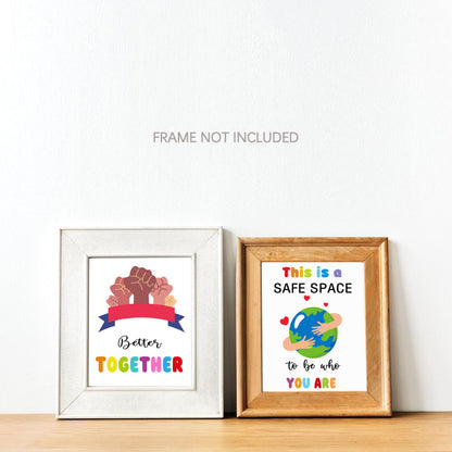 KDMAZH 6 Classroom Posters - Kindness & Diversity for Elementary Classroom Decor, 8x10Inch, Unframed