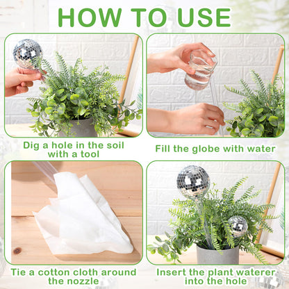 Novabright 6 Pcs Plant Self Watering Disco Ball Globes 10.6in and 5in Disco Self Watering Globes Planter Insert Decorative Automatic Drip Irrigation Devices for Indoor Outdoor