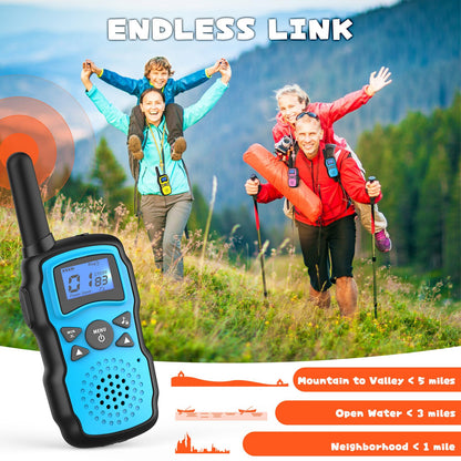 Wishouse Walkie Talkies for Kids Rechargeable 4 Pack,Walky Talky for Adults 2 Way Radio with 2 USB Chargers 12000mAh Battery,Camping Games Toy Birthday Halloween Xmas Gift for Children Family