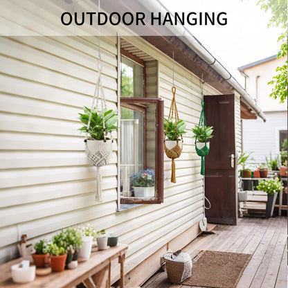 IDEEEPAN Macrame Plant Hanger - Fits 3 to 6 inches Pots for Indoor Outdoor, 35 Inch, Set of 2, Brown (POTS NOT Included)