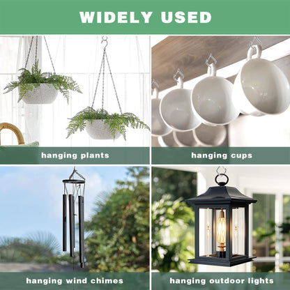 Ticway 35 PCS Q-Hanger Hooks for String Lights, Ceiling Hangers for Plants & Wind Chimes, Christmas Decorations Outdoor Hooks 304 Stainless Steel