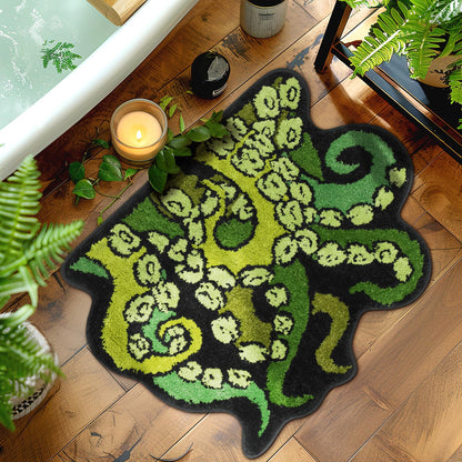 Percozzi Octopus Rugs Halloween Bathroom Rug Tentacles Bath Mat Non Slip Bathroom Mat Ocean Animal Cthulhu Tufted Rug for DND RPG Gamers Fans Nautical Enthusiasts 27.6"x22.2"