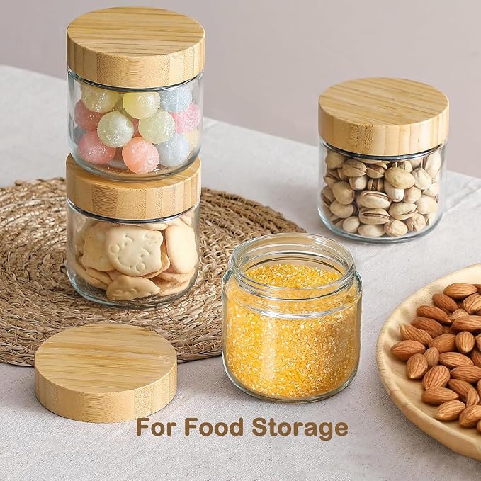 2 Pack 8 Oz Small Clear Glass Mason Jars, Wide Mouth Overnight Oats Jars, Containers with Airtight Lids for Chia Pudding Jam Snack Yogurt Overnight Oats Candy