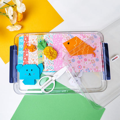 CATOOMUU Clear Portable Slim Project Case 9 X 13 Plastic Storage File Box For Letter A4 Paper Photo Documents Scrapbook, 3 Count
