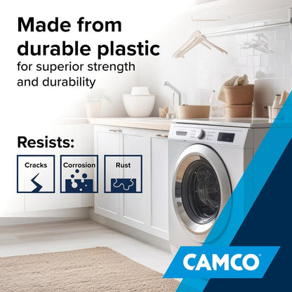 Camco Washing Machine Drain Pan - Features a Durable Plastic Construction, 1-inch/1.5-inch PVC Drain Fitting, and Measures 30-inches (L) x 32-inches (W) x 2 ½-inches (H) (OD) (20750)