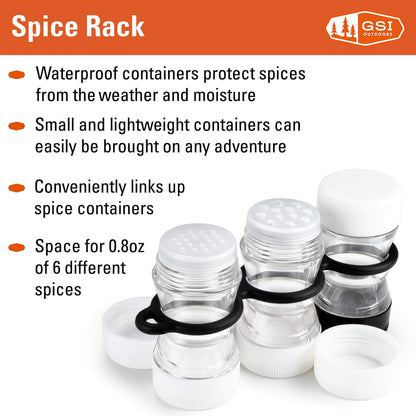 GSI Outdoors Waterproof Spice Rack for Camping, Car Camping, RV and Home, Clear, Black