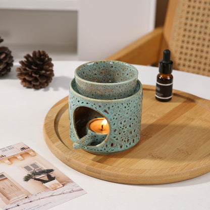 Auxmeware - Essential Oil Burner for Scented Oil, Oil Warmer, Tealight Wax Melt Warmer, Candle Diffuser, Tea Light Holder, Green