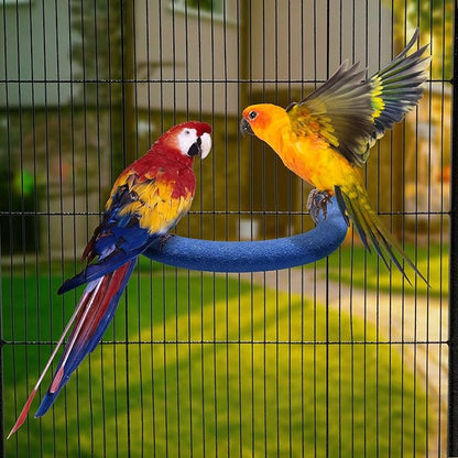 FrgKbTm U Shape Parrot Perch Stand Toy Bird Platform Sand Paw Grinding Clean Stick Exercise Conure Budgie Cockatiel Cage Accessories (Small-Blue)