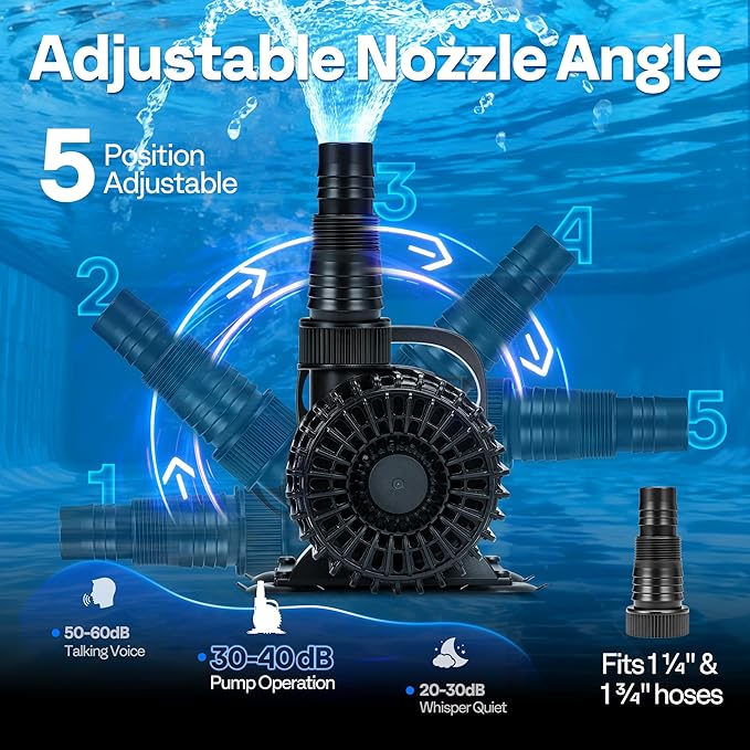 VIVOHOME Electric 220W 4500GPH Submersible Water Pump for Koi Pond Pool Waterfall Fountains Fish Tank and Aquarium