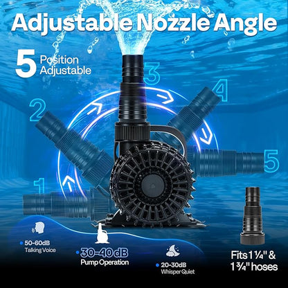 VIVOHOME Electric 220W 4500GPH Submersible Water Pump for Koi Pond Pool Waterfall Fountains Fish Tank and Aquarium