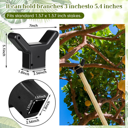 Yungyan 16 Pcs Tree Support, Plastic Fruit Branch Support Device Tree Brace Prevent Them from Breaking for Vineyards Ornamental Gardens Orchards Fits on Standard 1.57 x 1.57 Inch Lumber (Black)