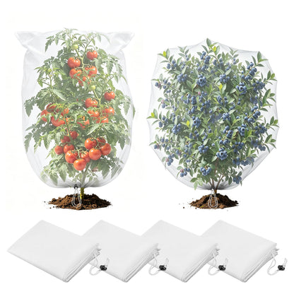 6pcs 2.6ft x 3.3ft Insect Bird Netting for Garden - Ultra-Fine Blueberry Bush Netting Cover with Drawstring for Garden Protection Flower Tomato, Plant Protectors from Animals