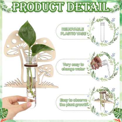 Romooa Set of 6 Mushroom Propagation Stations, Hanging Propagation Station and Wall Planters for Indoor Plants Wooden Hanging Planter, Boho Wall Decor Cute Indoor Small Plant Holder Gifts for Women