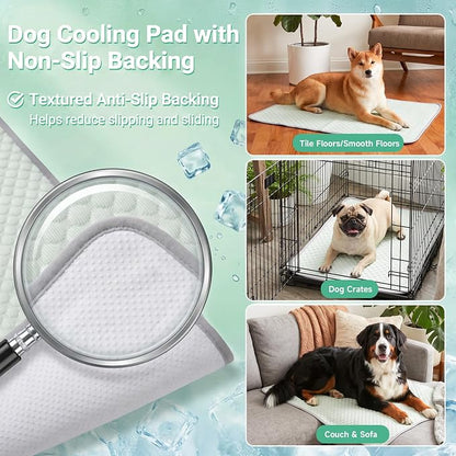 PatiencET Extra Large Dog Cooling Mat, 40 x 50 in XL No-Gel Cooling Pad for Large Dogs, Cool Touch Pet Mat with Ice-Dot Texture, Washable Summer Dog Mat for Bed, Floor, Crate, Sofa, Car, Light Green