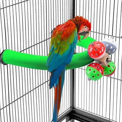 FrgKbTm U Shape Parrot Perch Stand Toy Bird Platform Sand Paw Grinding Clean Stick Exercise Conure Budgie Cockatiel Cage Accessories (Green-Rotate)