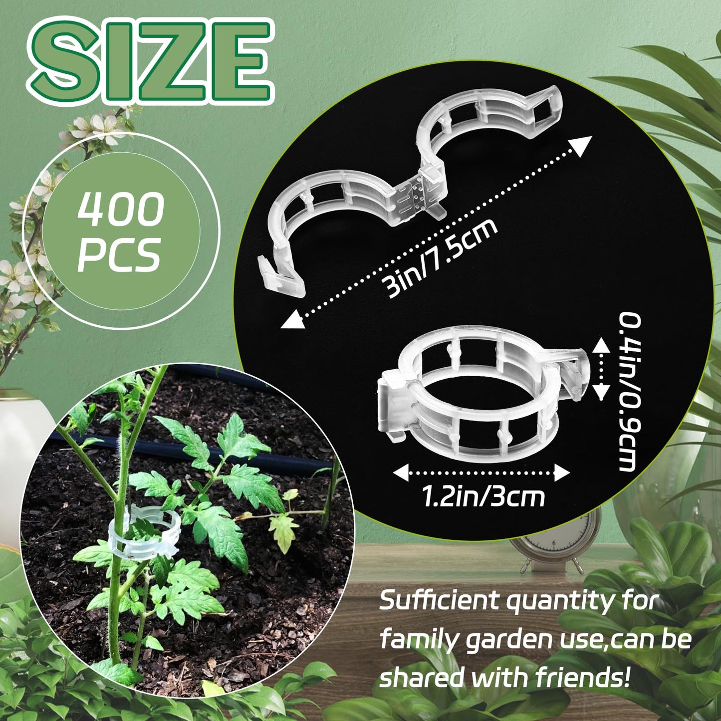 OJYUDD 400 Pcs White Plant Support Garden Clips,Plastic Tomato Vine Clips,Secured Climbing Plant Clip for Flower Vine Grape Twine Orchid