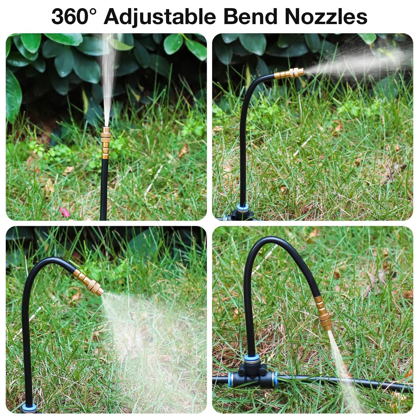 MIXC 1/4" 100Ft Drip Irrigation System for Garden with 16pcs 360°Adjustable Brass Nozzles & Bendable Rod,Upgraded Watering System Kit for Outdoor Plants,Lawn,Raised Bed,Potted Plant,Yard,Greenhouse