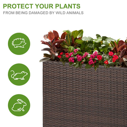 LEWIS&WAYNE Tall Planters for Outdoor Plants Handmade Wicker Large Rectangular Block Planter Box with Removable Liners Modern Planter for Indoor Outdoor Patio Deck - Brown
