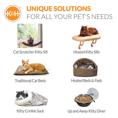 K&H Pet Products Universal Mount Cat Window Perch Bed for Large Cats, Orthopedic Window Hammock Holds 60 lbs, Sturdy Suction Cups, Washable Cover, Indoor Windowsill Furniture Bed - 14 X 24in Fleece