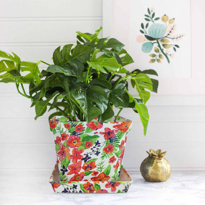 XINAOBAOLUO Plastic Plant Pots Printed Flower Pot with Pallet Container Indoor Outdoor of Your Room,Garden Office and Balcony Decor Modern Decorative Gardening Containers