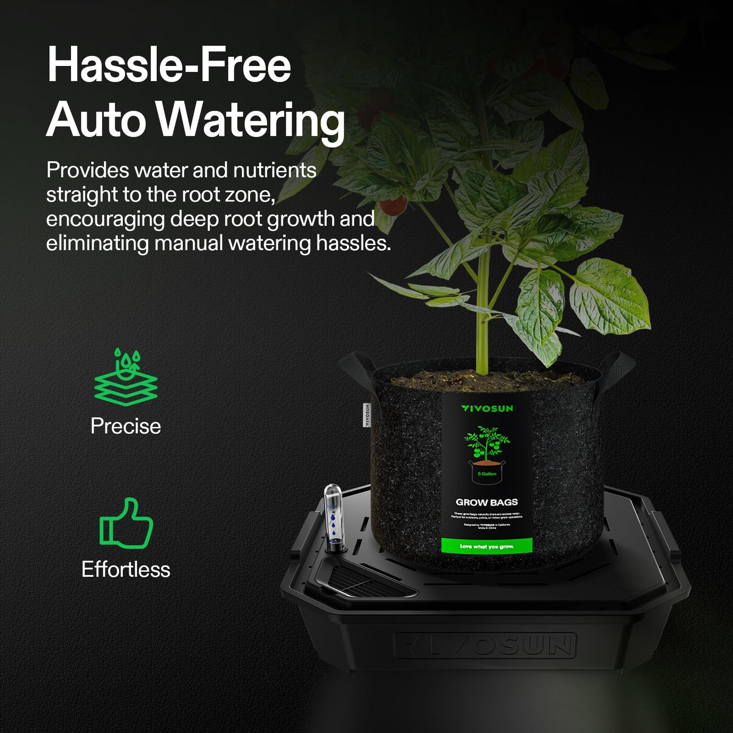 VIVOSUN 4-Pack FlexFeed Self-Watering Irrigation Pot and AeroLab THB1S Wireless Bluetooth Hygrometer Thermometer Indoor, VPD, Digital Temp Humidity Meter