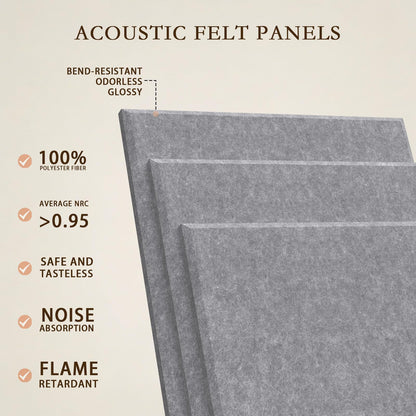 JBER Large Felt Bulletin Board 48"x36" - 12 Pack Felt Wall Tiles, Cork Board Alternative to Use in Office & Home Decor, Classroom Decor, Vision Board to Display Your Photos(Light Gray)