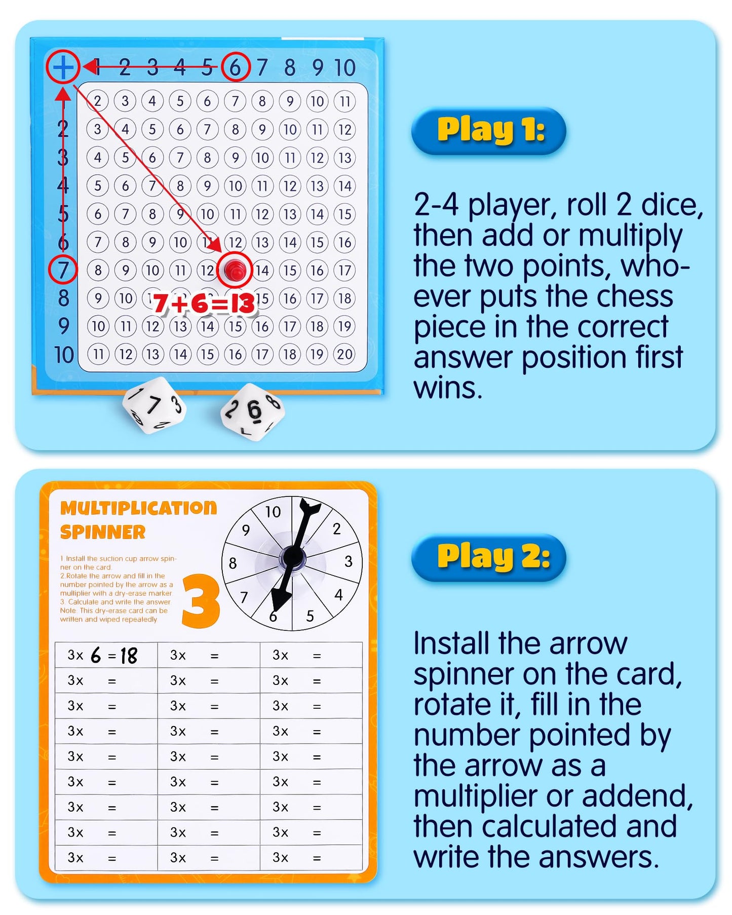 D-FantiX Magnetic Addition Multiplication Game Board, Math Games for Kids 8-12, Math Manipulatives for Elementary School, Montessori Learning Toys for Homeschool Classroom