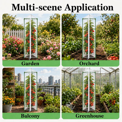 Halatool Garden Tomato Plant Cover Netting, Fits 55–72" Tall Tomato Cages, Garden Bird Netting with Zipper & Drawstring, Insect Barrier, Plant Covers from Insects Animals, 2 Pack, 61"×15.7"
