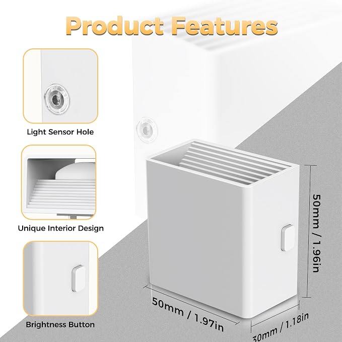 DORESshop LED Night Lights Plug into Wall [2 Pack], Plug in Nightlight, 3 Level Brightness Adjustable Night Light, Dusk to Dawn Sensor, Nightlights for Adults, Bedroom, Bathroom, Hallway, White