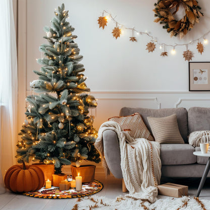 Orange Christmas Tree Skirt 36 Inch Reversible Halloween Thanksgiving Double Side Print Tree Skirt Fall Christmas Tree Skirt for Party Indoor Outdoor