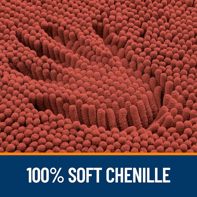 OLANLY Toilet Rugs U-Shaped 24x24, Extra Soft Absorbent Chenille Contour Bathroom Rugs for Toilet, Dry Quickly, Machine Washable, Non-Slip Bath Mat, Rustic Terracotta