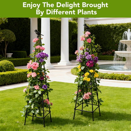 2 Pack Garden Trellis for Climbing Plants Outdoors, 70inch Tower Obelisk Trellis for Potted Climbing Plants, Plant Support for Potted Flowers, Roses, Tomatoes, Cucumbers & Vegetables
