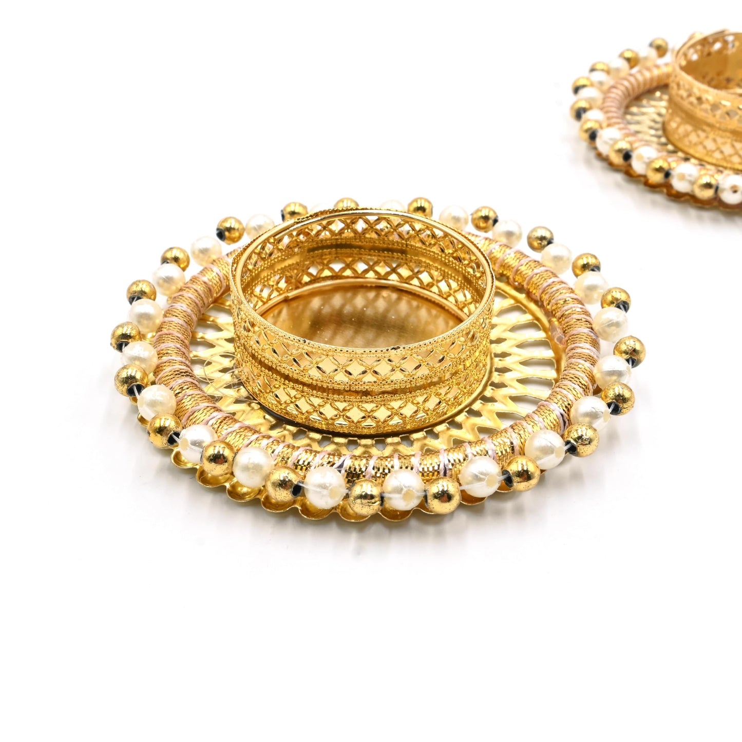 IGH 12 Pcs Assorted Decorative Tea Light Candle Holders with Gold Pearls Traditional Handmade Diya for Pooja, Diwali, Festival Decoration