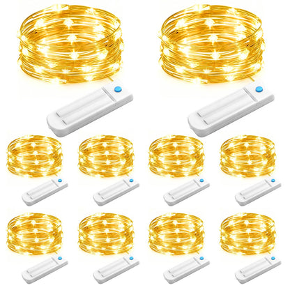 ANGMLN 10 Pack Fairy Lights, 30 LED String Lights, 10 Ft, Battery Operated, 8 Modes, Waterproof, Warm White, Model DX123