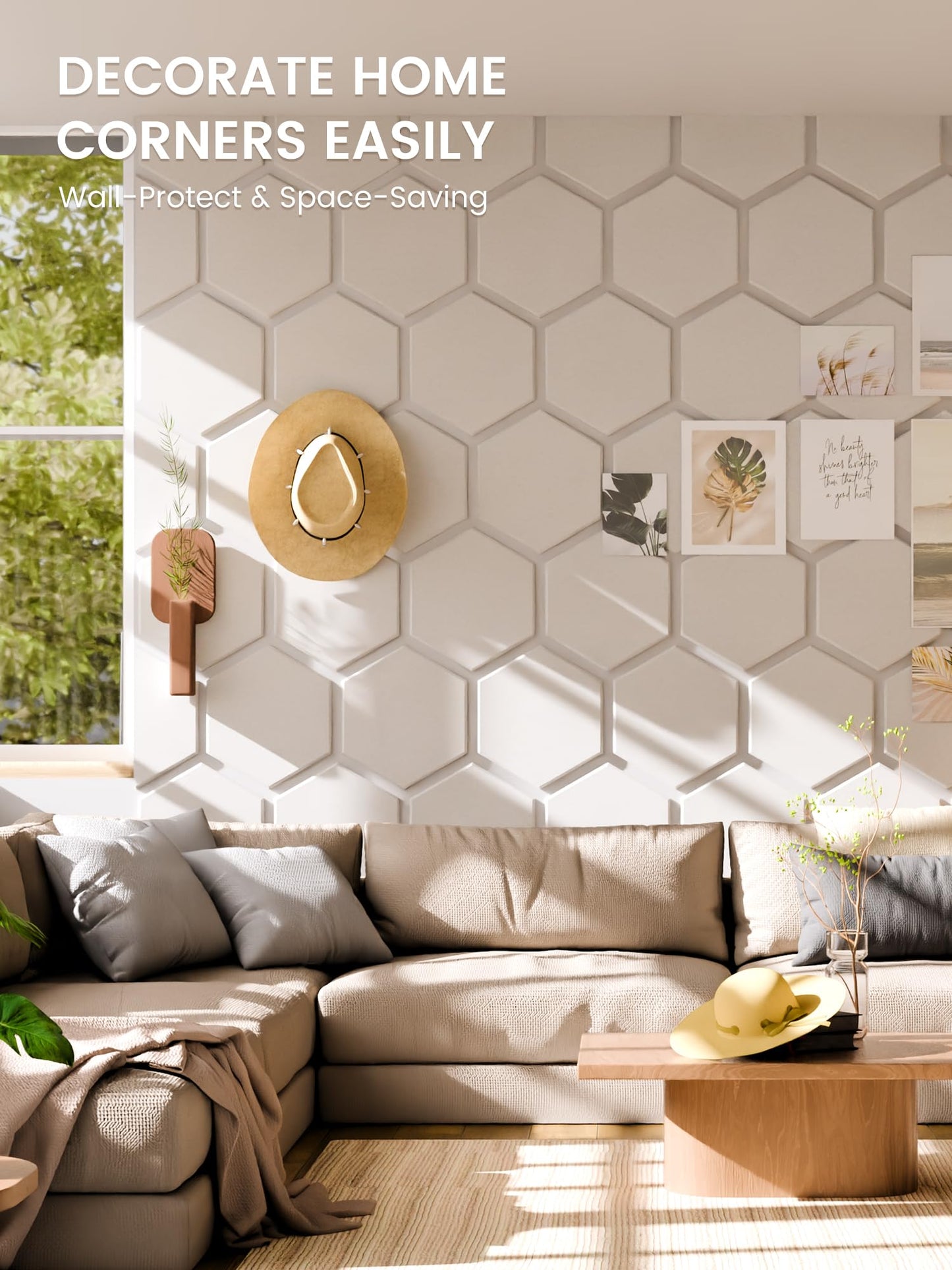 Fluxynara Hexagon Cork Board Alternative for Walls Decor-12-Pack Felt Bulletin Board Tiles,with 30 Pushpins,70 Adhesive Tabs for Office,Classrooms & Home Pin Board Felt Board-Milky White