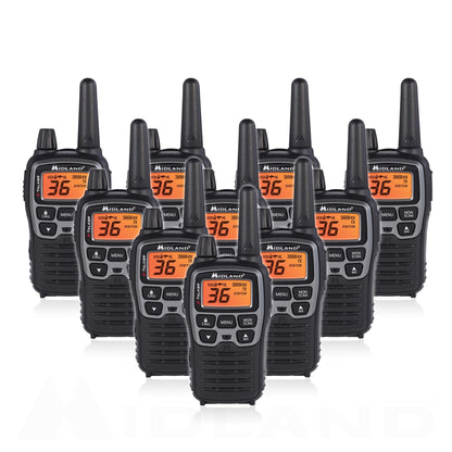 Midland T71VP3 36 Channel FRS Two-Way Radio - Up to 38 Mile Range Walkie Talkie - Black/Silver (Pack of 4), 6.2" x 1.3" x 2.3", Model Number: T71X4VP3