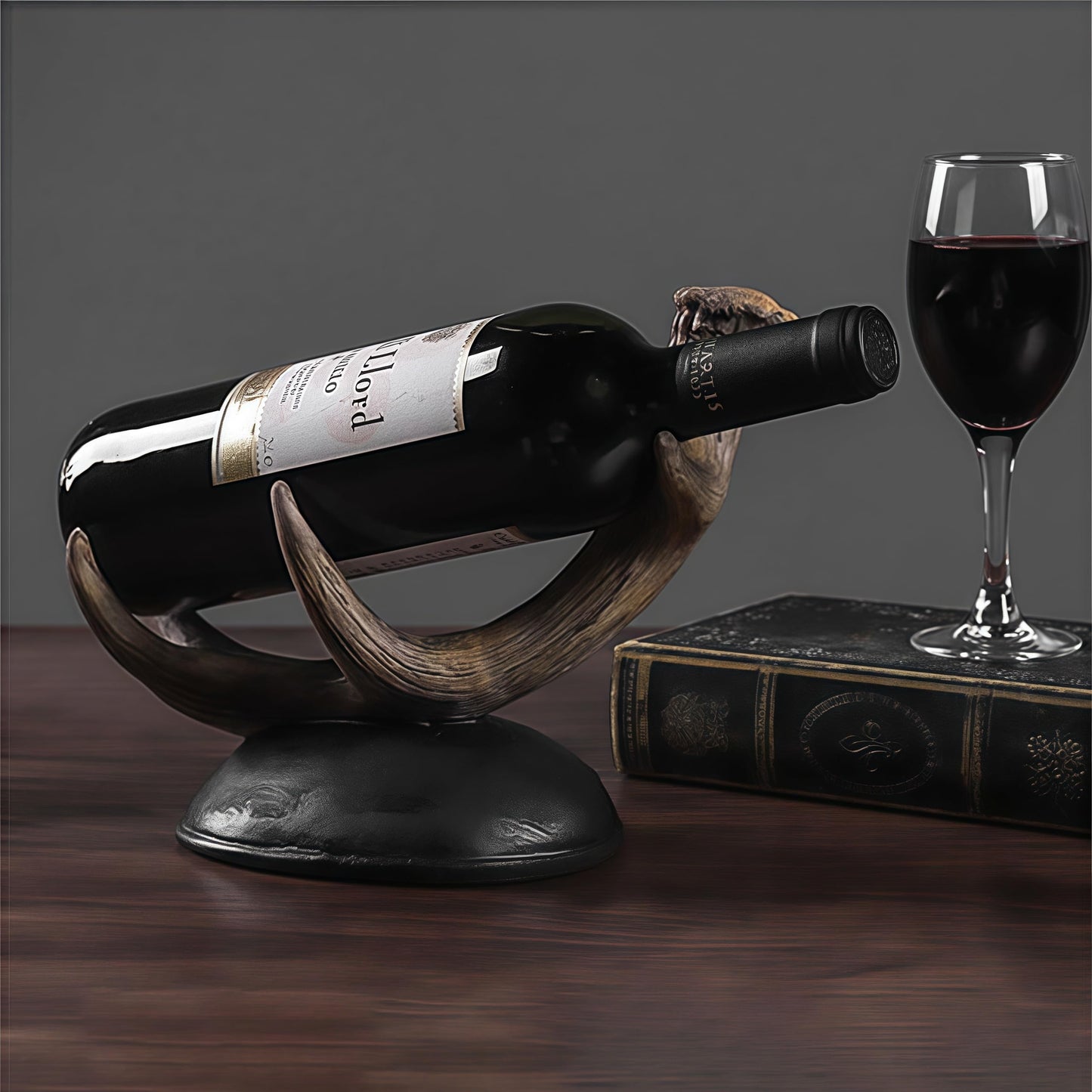 Zipenghua Antler Wine Bottle Rack, Rustic Resin Countertop Single Wine Bottle Holder, Practical Home Tabletop Decor Craft for Living Room, Dining Room, Cellar, and Bar